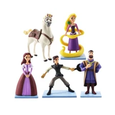 Tangled King Queen Rapunzel Flynn Playset 5 Figure Cake Topper Toy Doll Set