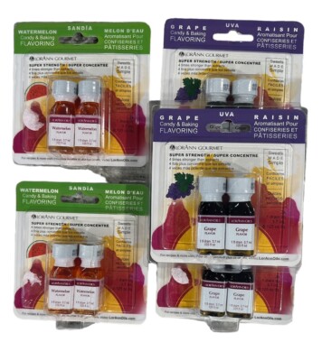 5 LorAnn Candy & Baking Flavoring .125oz (3) 2/Pkg Grape & (2) 2/Pkg Watermelon