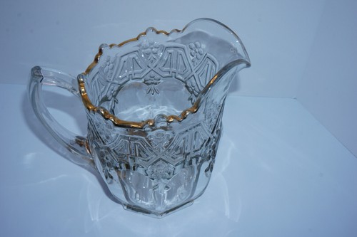 EAPG - US Glass - Reverse 44 / Athenia - Pitcher - Gold Trim - 8.5" - 1912 - Picture 3 of 10
