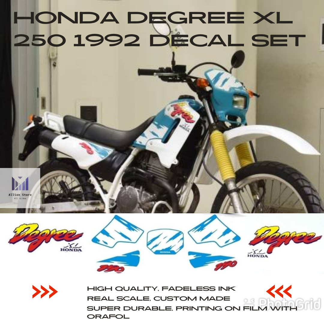 1992 Honda XL250 MD26 Degree Genuine Replica Body Frame Decal Set