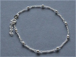 FIGARO WITH BEADS ADJUSTABLE 9" to 10" STERLING SILVER ANKLE BRACELET ITALY 925