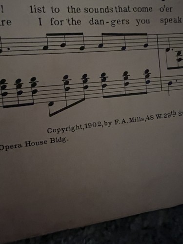 Vintage 1902 The Sea is Calling Me by F.A. Mills Sheet Music - Imagen 5 de 8