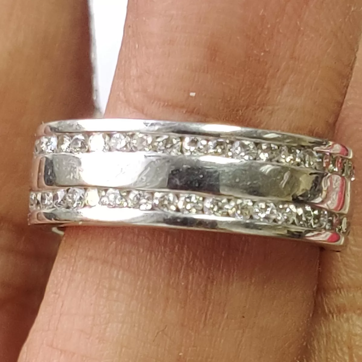 Men s 1.00Ct Platinum F VS Round Diamond 2 Rows Channel Set Full Eternity Ring