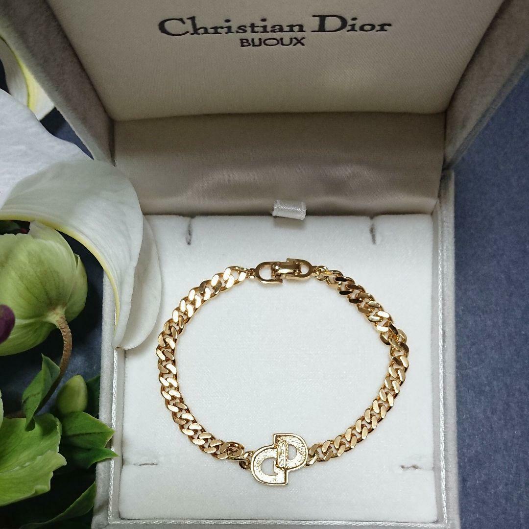 CHRISTIAN DIOR Bracelet Bangle Chain AUTH Logo Vintage Gold CHRISTIAN DIOR Bracelet Bangle Chain AUTH Logo Vintage Gold
