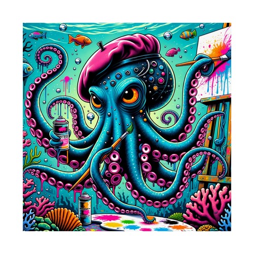 Matte Square Poster Wall Art Octopus Artistic Edgy Rebellious - Picture 15 of 29