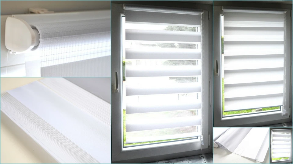 Doppelrollo Klemmfix Duo Rollo ohne Bohren Seitenzugrollo Kettenzugrollo Fenster - Bild 2 von 4