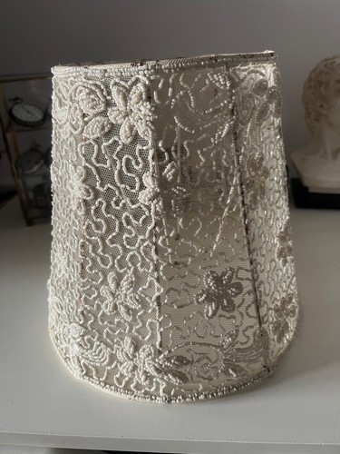 Large Lace Lampshade, Beige Vintage Bell Light - Picture 3 of 12