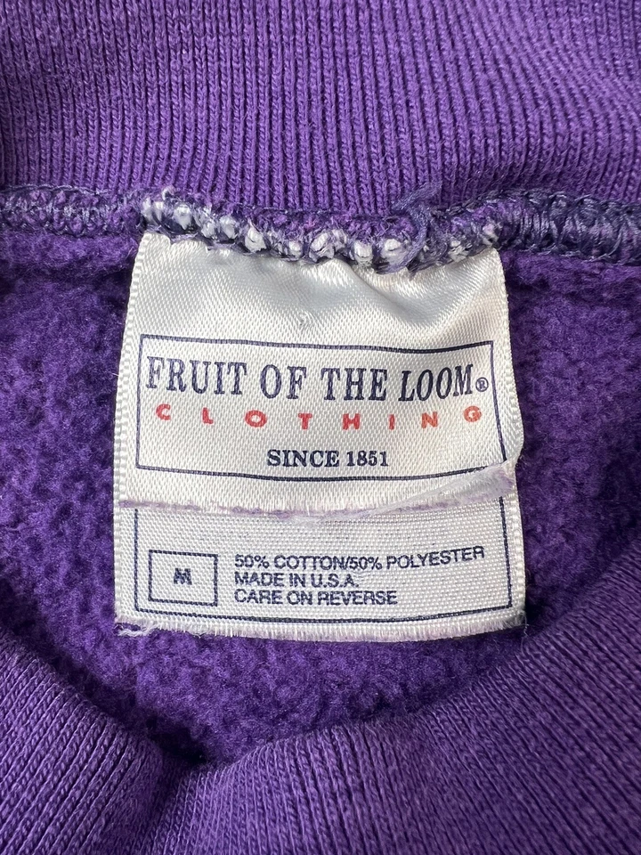 Sudadera Raglán Fruit Of The Loom Vintage Años 90 Hecha en EE. UU. Cuello Redondo Morado. Foto 4 de 4