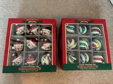 2 BOXES CHRISTOPHER RADKO SHINY BRITE SANTA And BALL CHRISTMAS ORNAMENTS