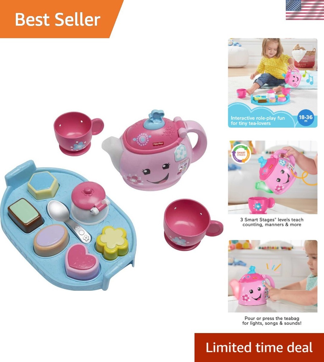 Fisher-Price Laugh Learn Tea Set with Lights Music Toddler
