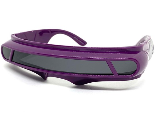 SPACE ROBOT RAVER COSTUME CYCLOPS FUTURISTIC SUN GLASSES Purple Frame Dark Lens - Picture 2 of 6