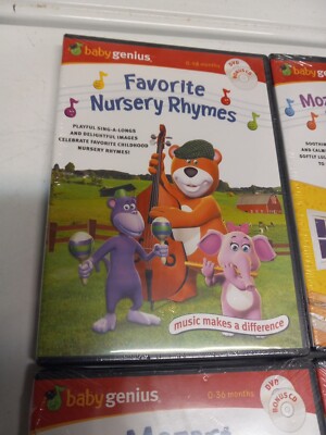 4 NEW Baby Genius Dvds Rhymes, Sleepytime, Friends, Adventures