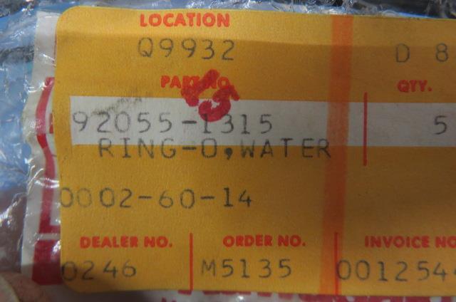 NOS Kawasaki # 92055-1315 O RING,WATER PUMP XL600 ZX600 See Below