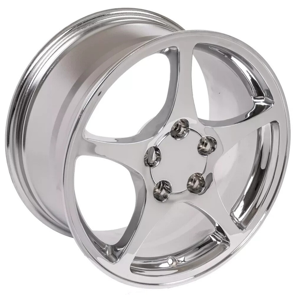 CHROME C5 Y2K THIN SPOKE STYLE WHEELS FITS: 1997-2004 C5 17X8.5/18X9.5 ...