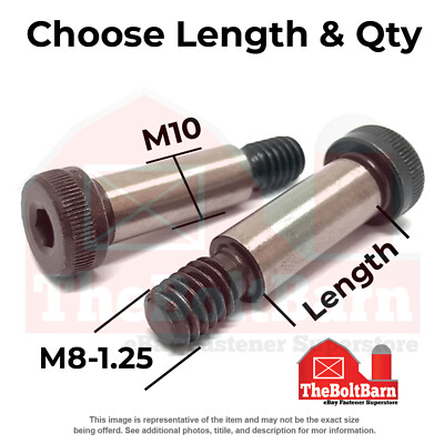 M10 Socket Shoulder Stripper Bolts M8-1.25 Thread Black Oxide (Pick Size)
