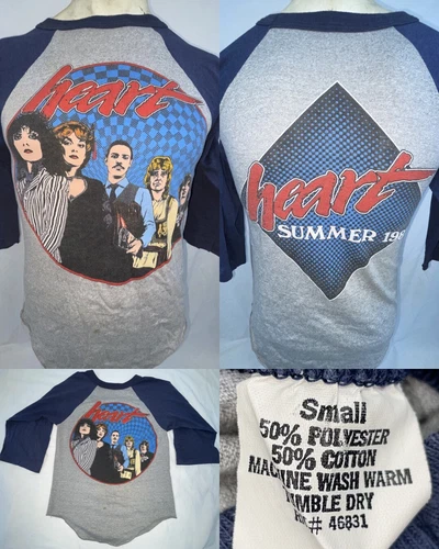 80S HEART ROCK SUMMER TOUR CONCERT BAND RINGER JERS 1980s vintage concert t-shirt, vintage, single stitch, B+ condition