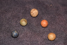 Antique 1800s Victorian era Clay Marbles Lot of 5 Various Size Range .812"-.656"