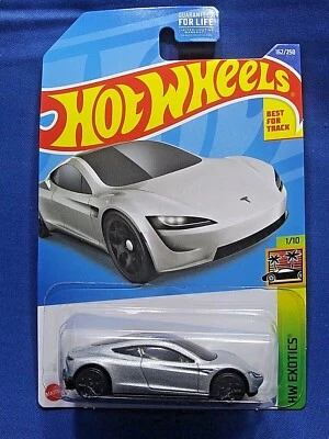 Hot Wheels Tesla Roadster HW Exotics #1/10 Silver Diecast 1:64 Scale New Mattel