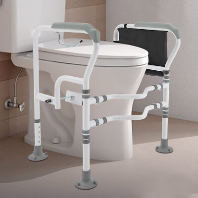 Foldable Adjustable Toilet Standing Aid with Safety Grab Bars, 441 lbs Capacity