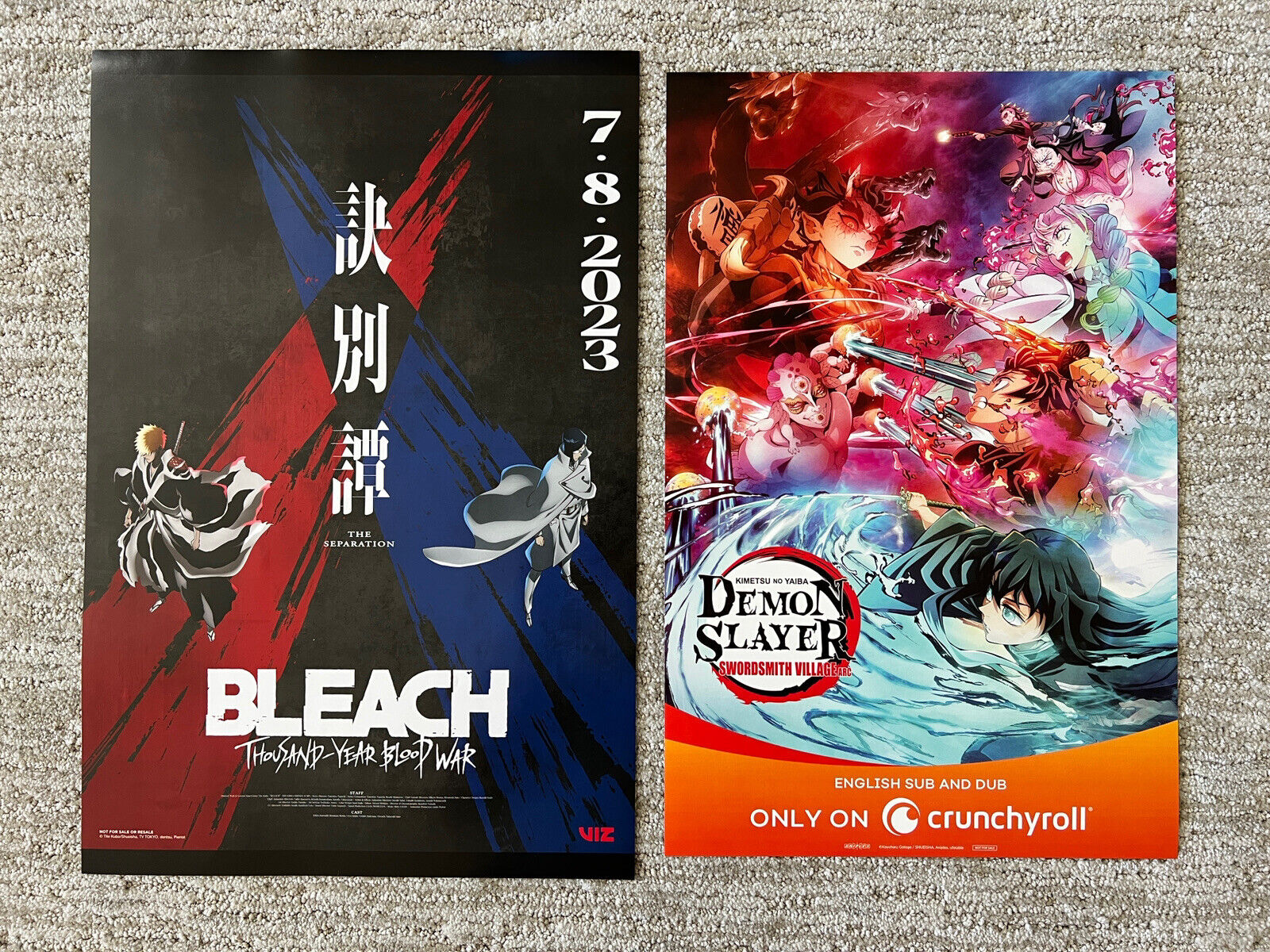 SDCC 2023 Demon Slayer Swordsmith Village & Bleach 1000 Year Blood War  Posters