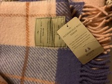 NEW Abraham Moon Netherfield Mill Throw Windowpane Merino Wool Blanket - Lilac