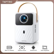 TOPTRO Projector Android 9.0 1080P 380ANSI Portable Projector 1280*720P Auto Keys
