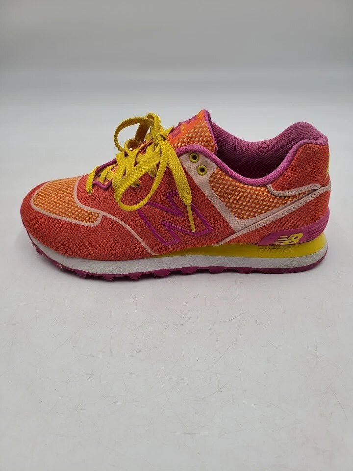 New Balance 574 Women s Sz 8.5B Elite Edition Sneakers Pink Orange Yellow