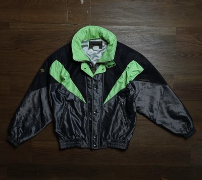 Vintage 80s Descente Ski Jacket Large Metallic Neon Colorblock