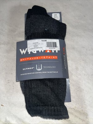 Size L- Wigwam Black F6067 Favorite Pair Crew Sock 1 Pair With Defects