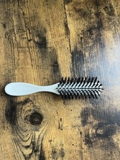 Vintage Cream Colored Unbranded Half Round Hair Brush Black Nylon Bristles