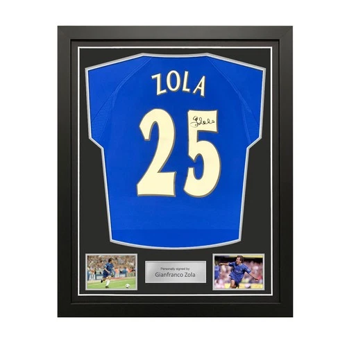 Gianfranco Zola Signed Chelsea 2000 Football Shirt.  Standard Frame