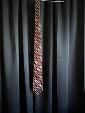 VAN HEUSEN Silk Geometric  Brown Black Gray Silver Red Maroon Mens Necktie