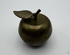 Brass Apple Shaped Paperweight With Stem Leaf