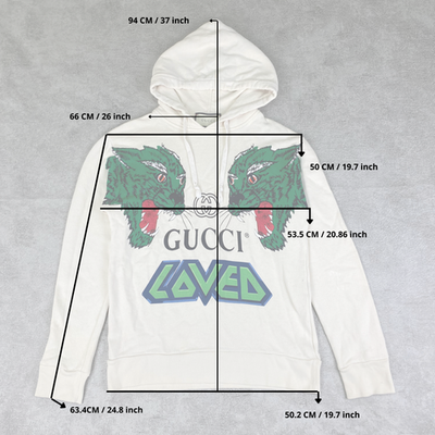 GUCCI ホワイト ロゴ パーカー Gucci Tiger Hoodie Off White Mens Size S Loved Logo Sweatshirt GG