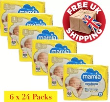 Mamia Newborn Nappies Size 1 Baby Pack Of 6 5kg 6 X 24 -144 Nappies 2.14 per nappy