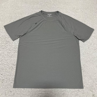 Rhone Shirt Men Large Gray Reign Short Sleeve Stretch Casual Running Training