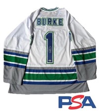 SEAN BURKE SIGNED AUTOGRAPHED HARTFORD WHALERS #1 JERSEY PSA DNA COA