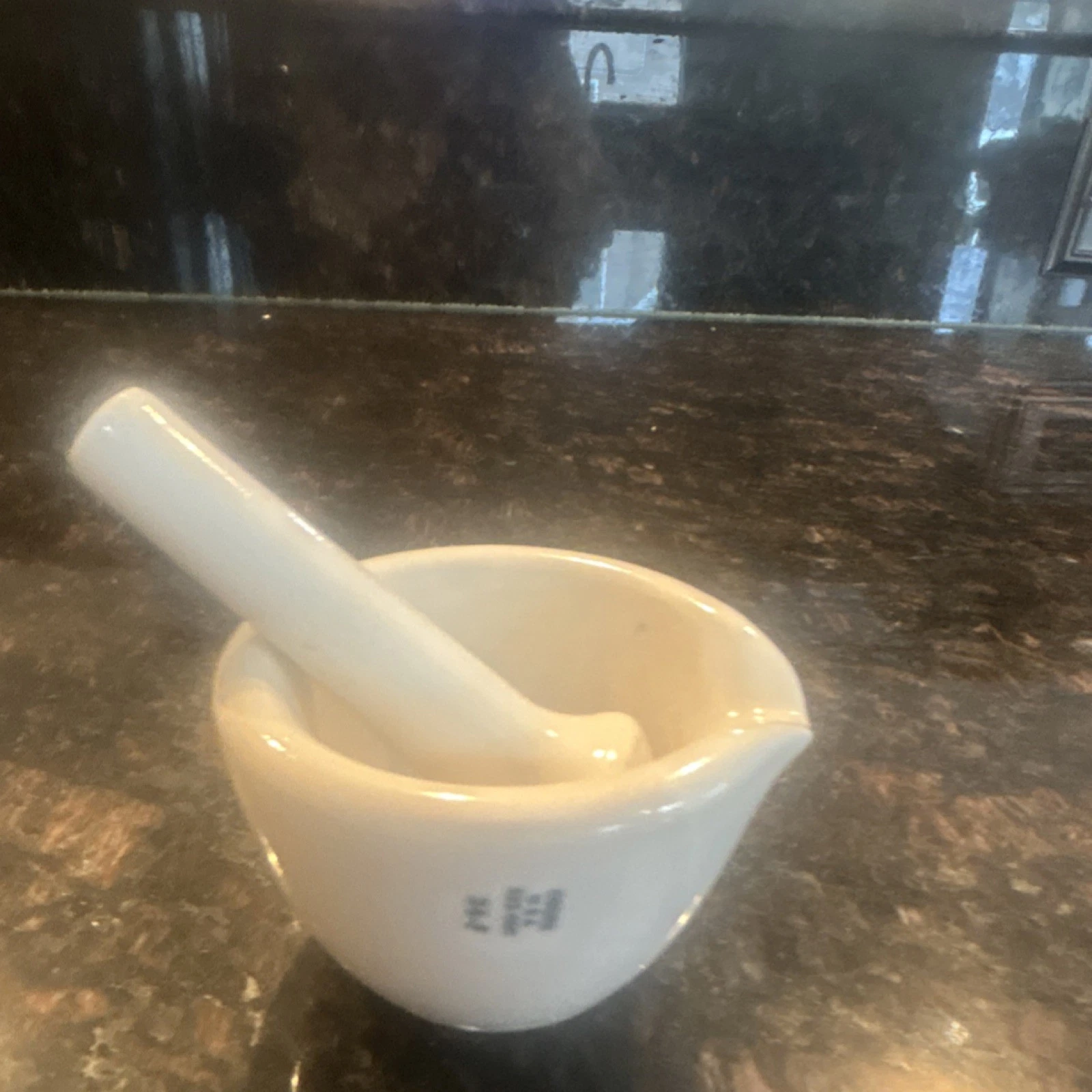 Coors Ceramic Mortar & Pestle With Lip White Model 34-1 Solid Plain MPN 837-000
