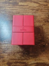 OMEGE OEM Red Leather Watch Roll Storage Box & Travel Case