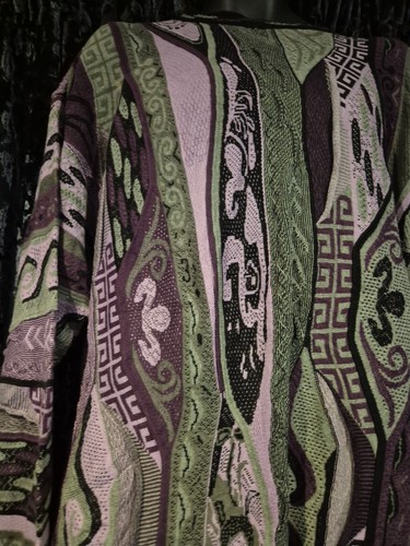 Bergatti XL Coogi Style Sweatshirt Purple Vintage Heavy Knit Hip Hop Style Y2k - Picture 13 of 24
