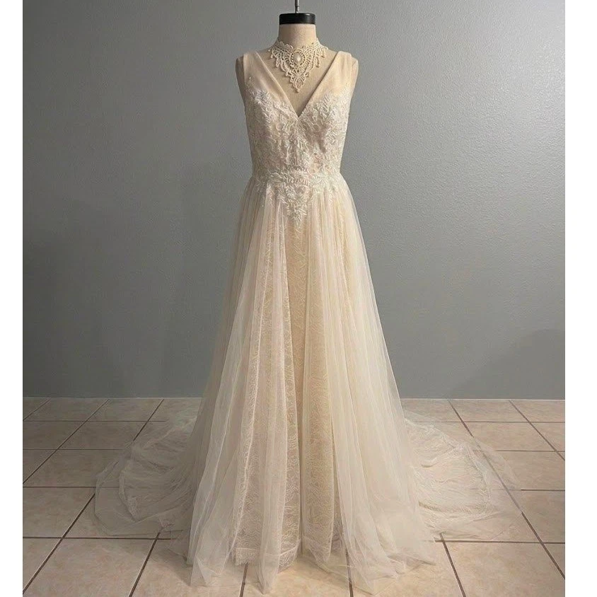 Champagne A-Line Wedding Dresses for sale | eBay