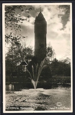 Postcard Trelleborg, Stadsparken 1944 