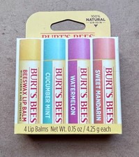 Burt s Bees Lip Balm 4 Pack Beeswax Cucumber Mint Watermelon Sweet Mandarin