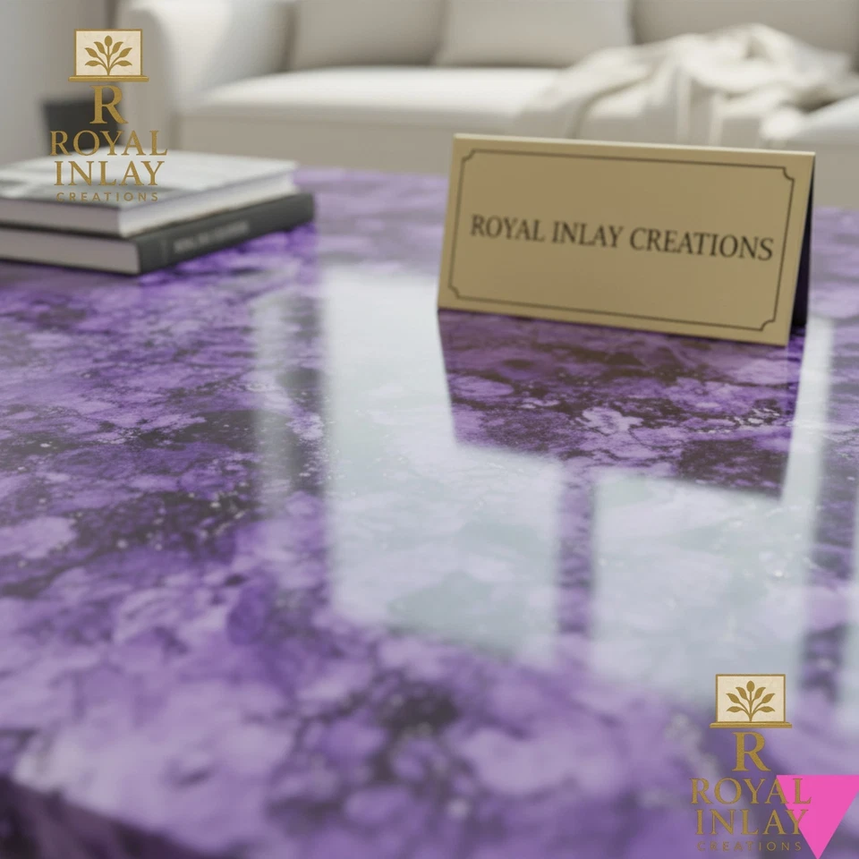 Round Amethyst Table – Handcrafted Gemstone Top for Luxe Home & Office Decor 36" - Image 2 of 4