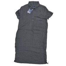 NEW Gap Gray Midi Shift Dress XS Lyocell Short Sleeve Collared Solid