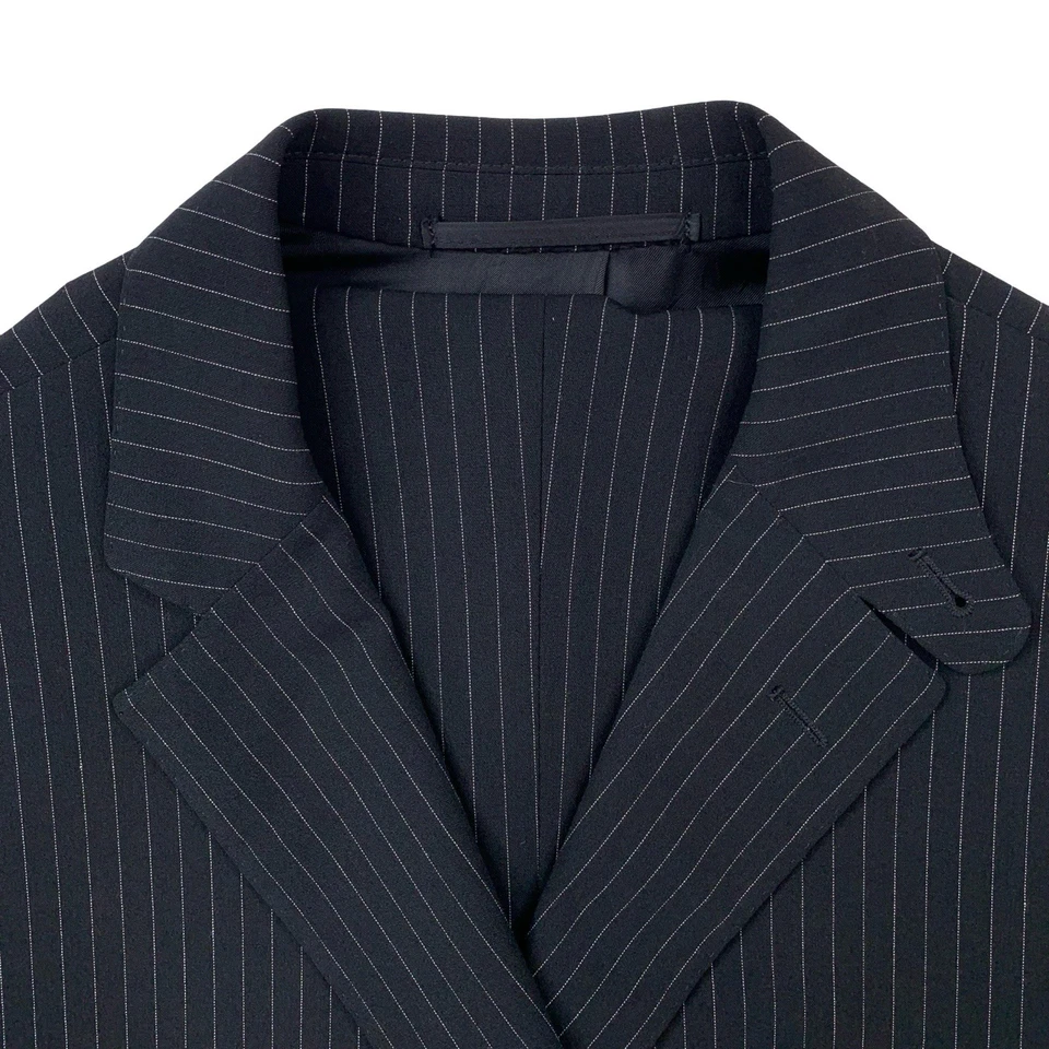 ¡Como nuevo! 42 L Ralph Lauren "Etiqueta Púrpura" Negro Mini Rayas Hacking Traje Italia Foto 2 de 4