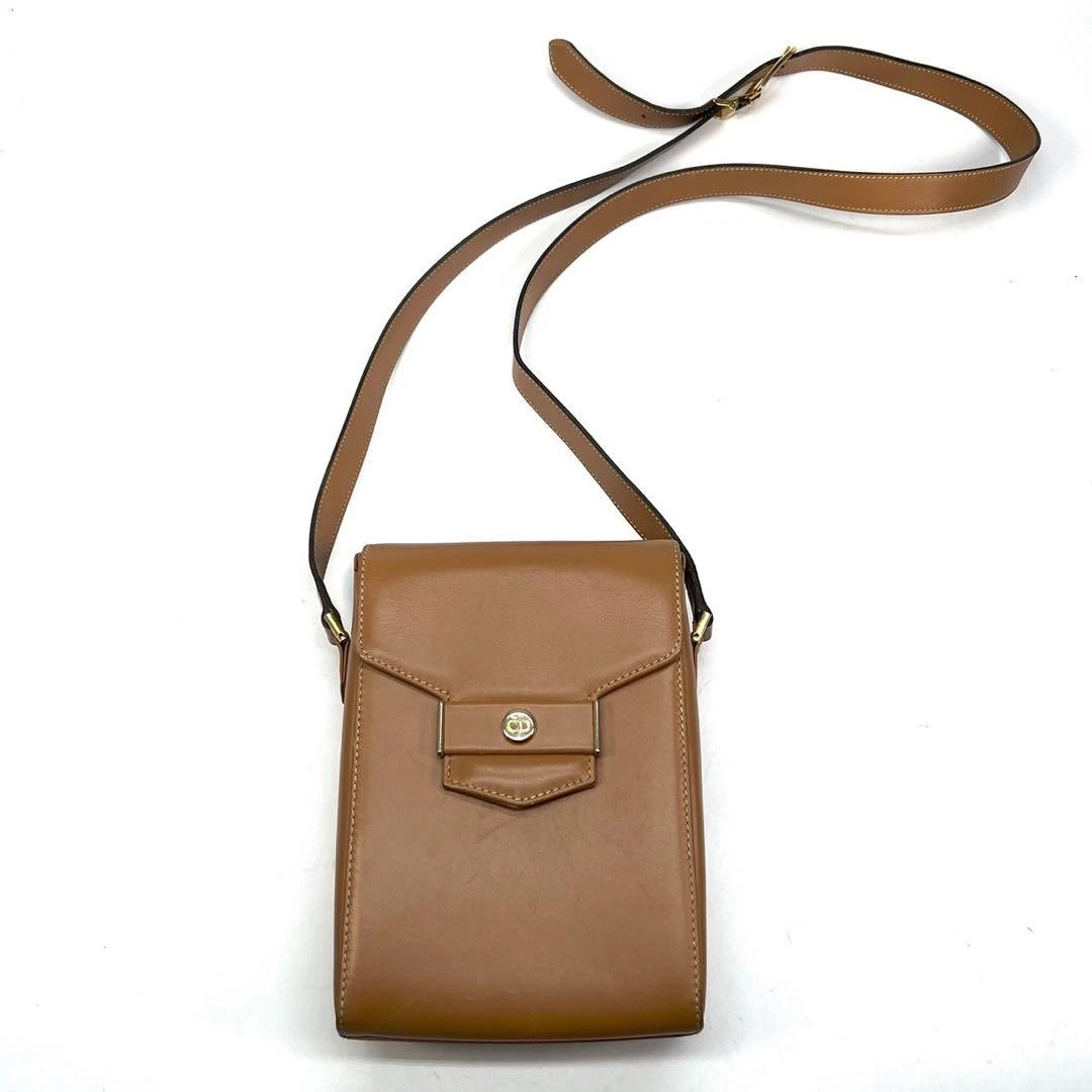 Sac bandoulière Christian Dior cuir marron clair authentique