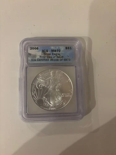 2006 $1 American Silver Eagle Dollar ICG MS70