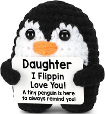 Daughter Gifts from Mom Dad, Mini Handmade Crochet Penguin Christmas Birthday Gi
