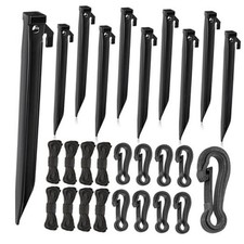 24 Pieces Plastic Inflatable Stakes Set, Include Tent Stakes, Tethers Ropes
